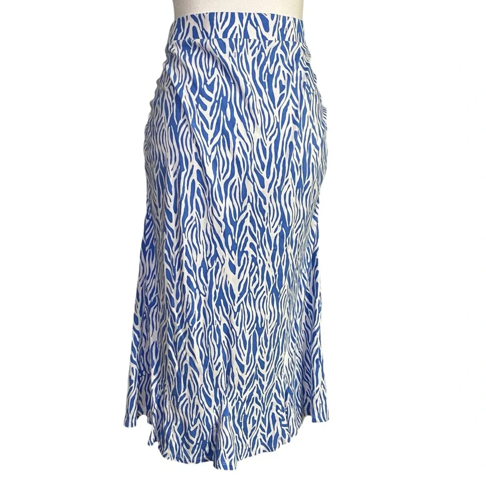 Diane von Furstenberg x Target Blue & White Zebra Print Midi Skirt - Picture 2 of 13